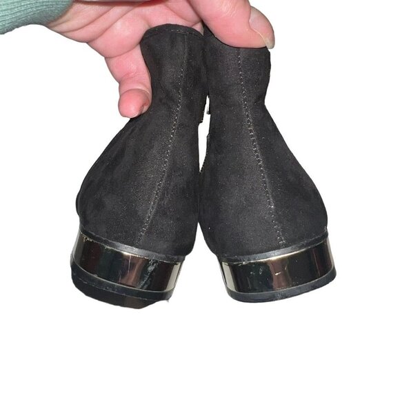 ASOS ACTON Flat Ankle Boots Bootie Women Size 6 Black Suede Side Zipper Preowned - Picture 4 of 11